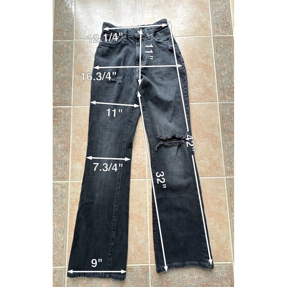 BDG stretch high-rise flare distressed jeans black NEW Size 26 - Picture 2 of 7